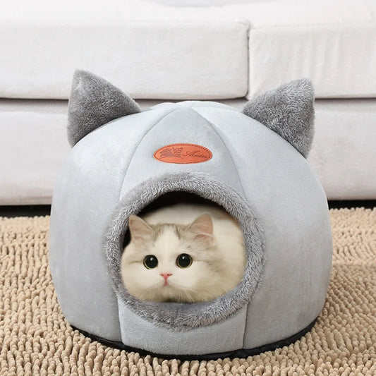 Woolpaw© Weiches Katzenbett in Form eines Katzenkopfes - der perfekte Unterschlupf für Ihr Kätzchen!