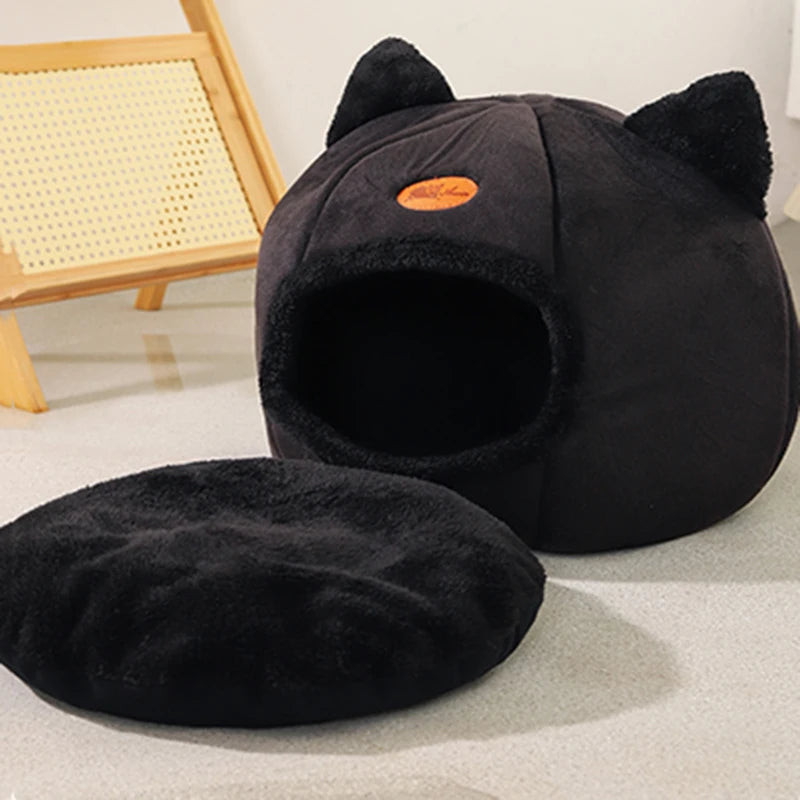 Woolpaw© Weiches Katzenbett in Form eines Katzenkopfes - der perfekte Unterschlupf für Ihr Kätzchen!